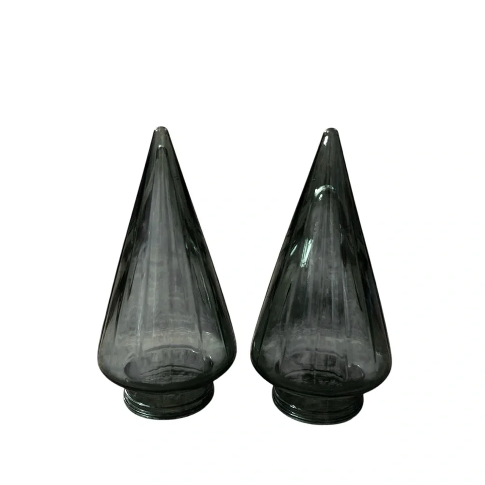 Target Bullseye 6” green glass hollow Christmas Tree set of 2 holiday decor